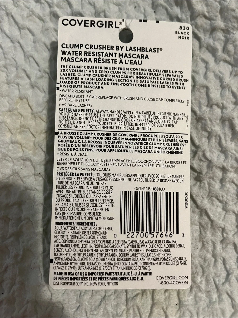 NWT CoverGirl Clump Crusher Mascara - 820 Black